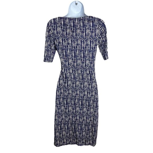 Pure Collection Wrap Midi Dress Women’s Size 4 Blue Silk Short Sleeve V-Neck - Picture 3 of 6